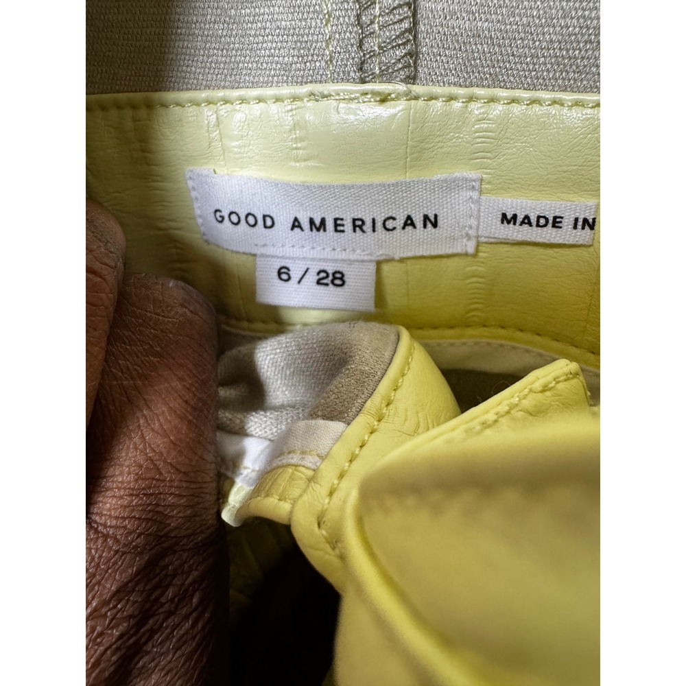 Good American Better Than Leather Overalls Yellow Embossed Carpenter - Picture 5 of 8